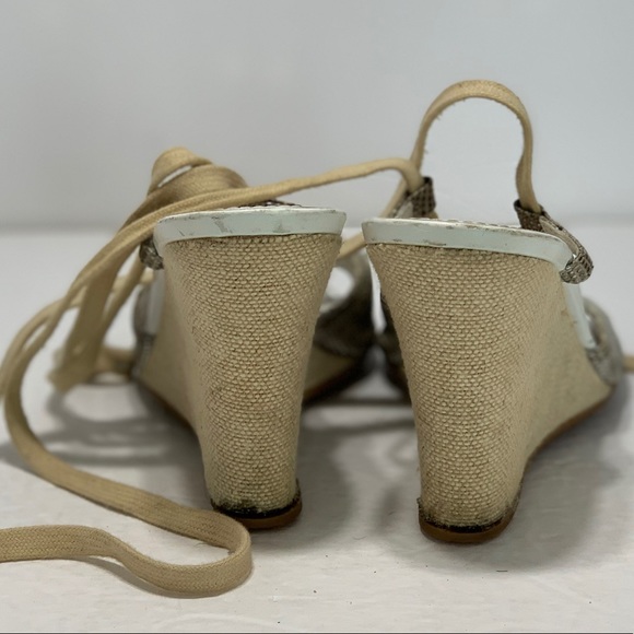 Tod’s beige tie up wedge sandals - Picture 5 of 8